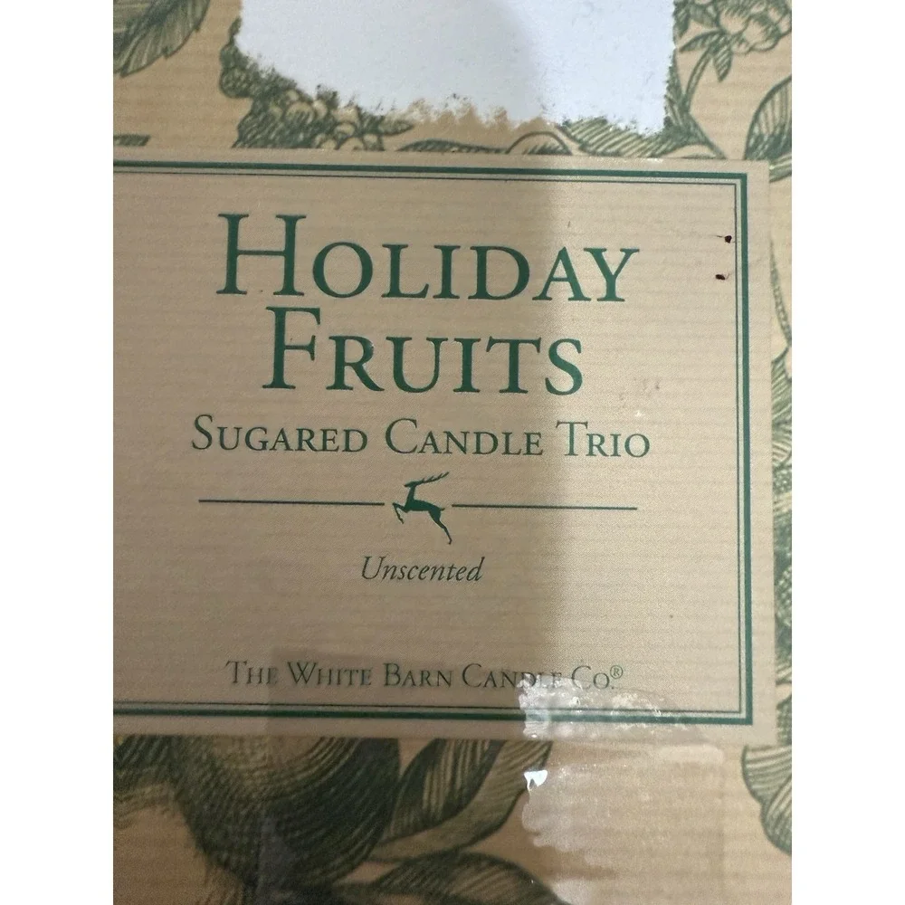 White Barn‎ Holiday  CANDLES Sugared PEAR • Glitter • Unscented • Wrapped • Rare